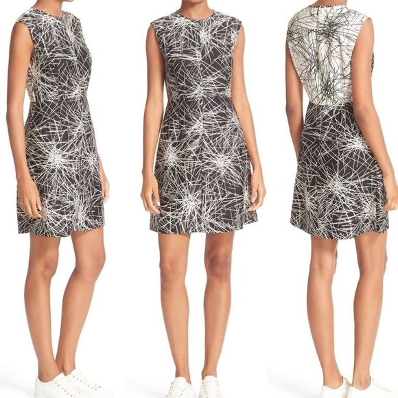 Diane Von Furstenberg | ‘Madyson’ Silk Print Structured Fit & Flare Mini Dress - Picture 1 of 9